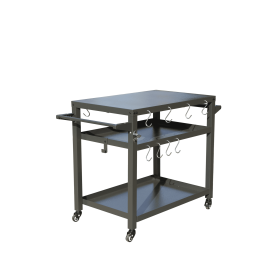 3-Shelf Outdoor Grill Table, Grill Cart Outdoor with Wheels, Pizza Oven and Food Prep Table, Blackstone Table with Stainless Steel Tabletop
