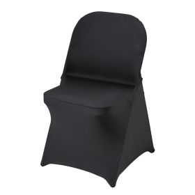 Stretch Spandex Folding Chair Covers, Universal Fitted Chair Cover, Removable Washable Protective Slipcovers, for Wedding, Holiday, Banquet, Part (Color: black, Quantity: 100 pcs)