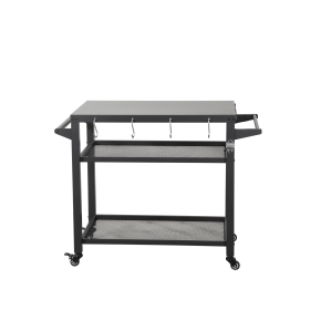 3-Shelf Outdoor Grill Table, Grill Cart Outdoor with Wheels, Pizza Oven Table and Food Prep Table, Blackstone Table with Propane Tank Hook (Color: as Pic)